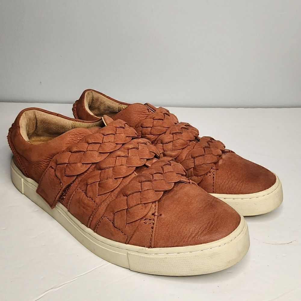 Frye Women’s Ivy Braid Strap Brown Leather Lifestyle Sneakers - Size 9.5